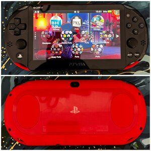 Psvita 2000 Red x Black 256gb w (Case/Charger/Clear Shell/Wrist strap)